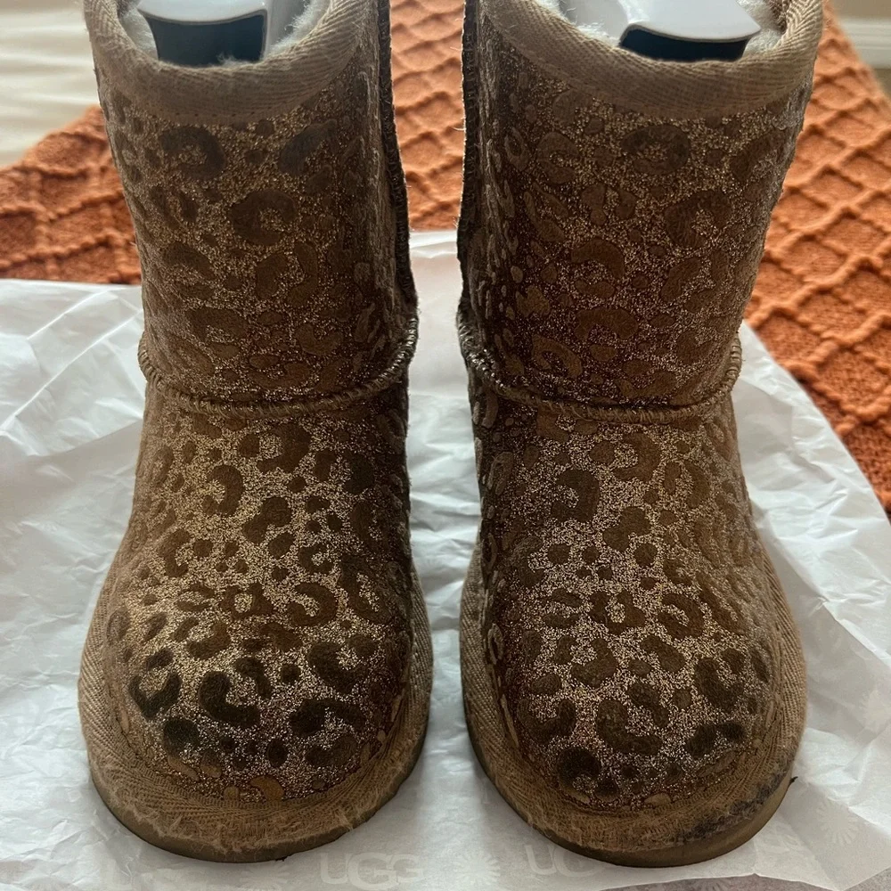 UGG Kids Brown Leopard Print Shearling Lined Boots